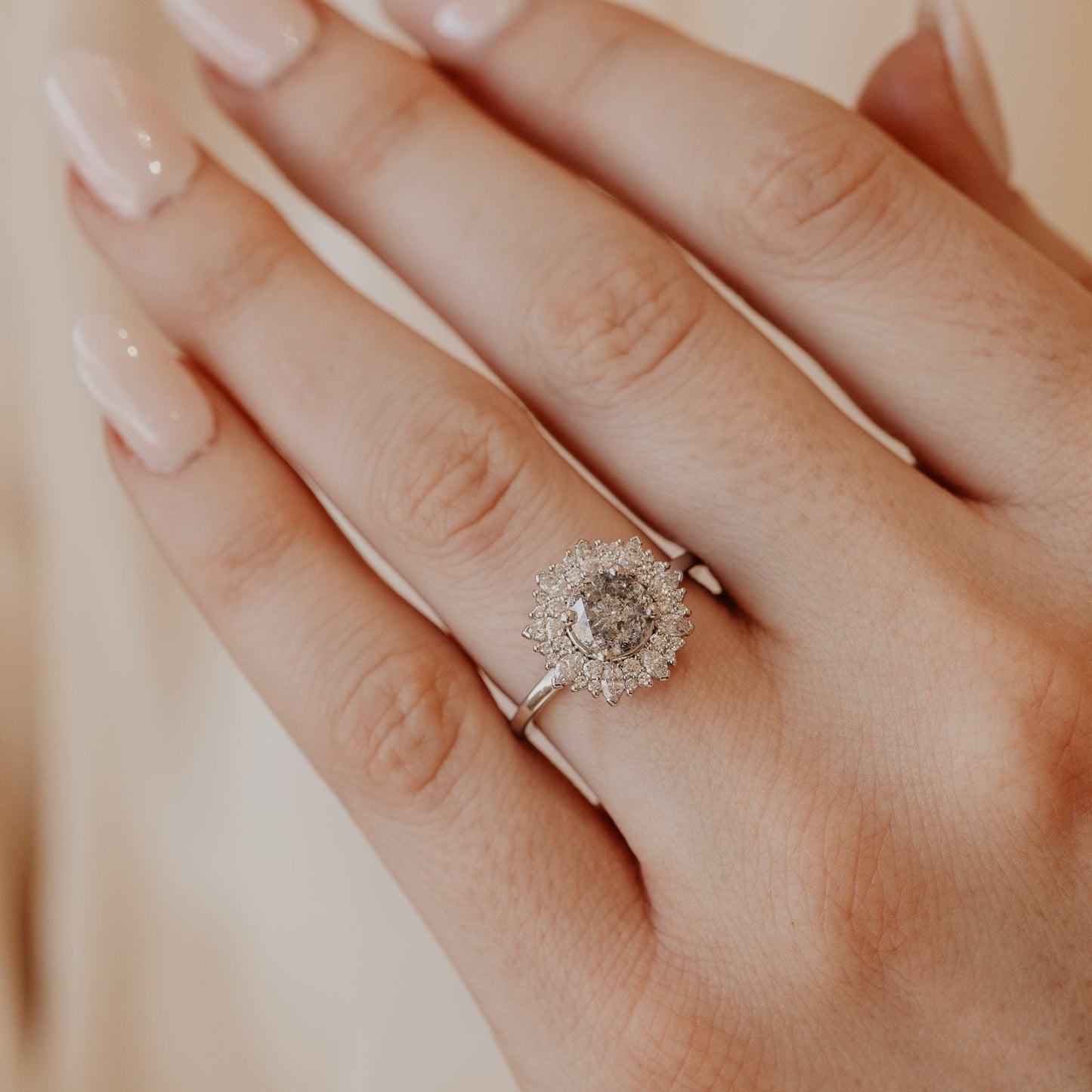 The Stella 1.14 ct Round Galaxy Diamond Halo Ring