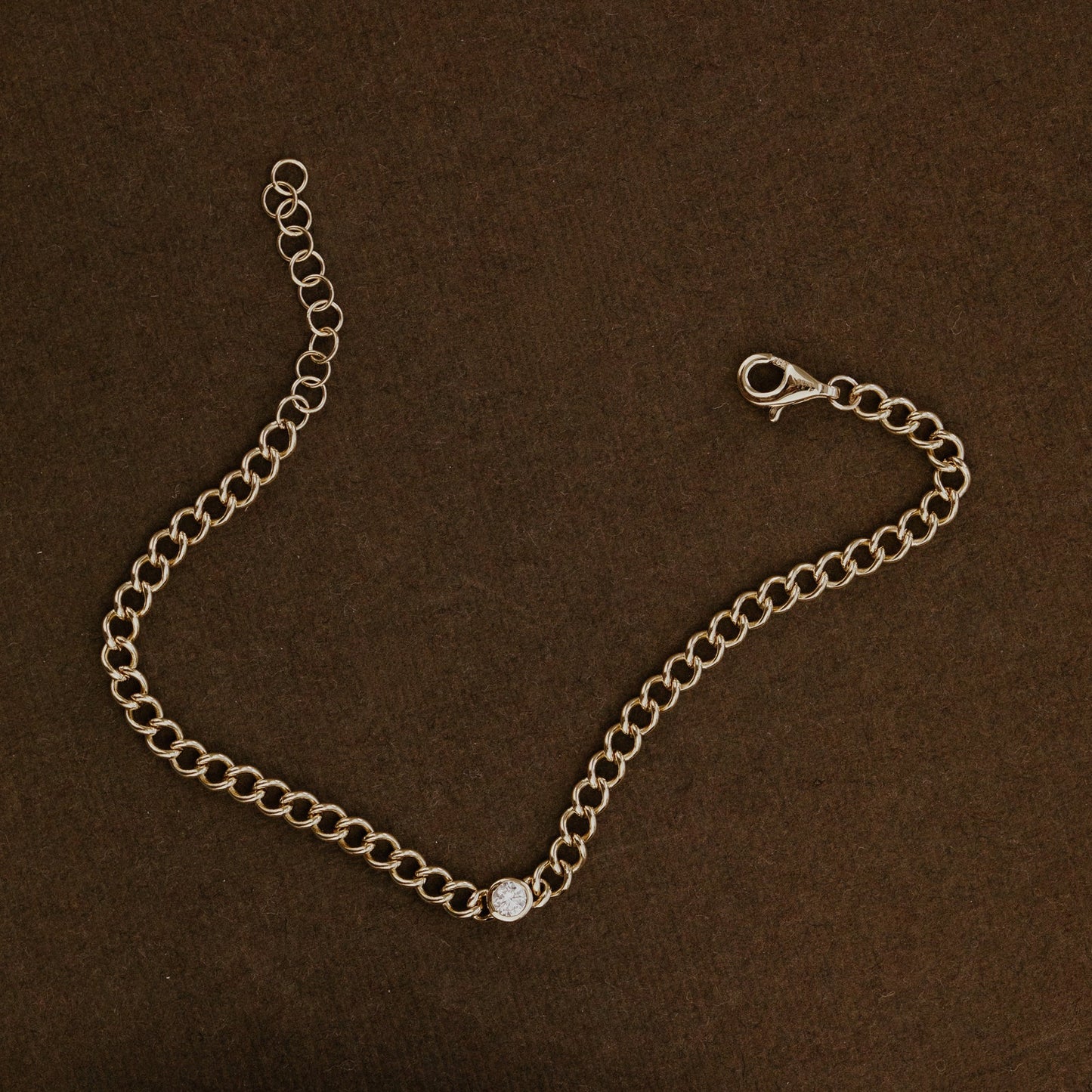 Round Bezel Set Lab Grown Diamond on Chain Bracelet