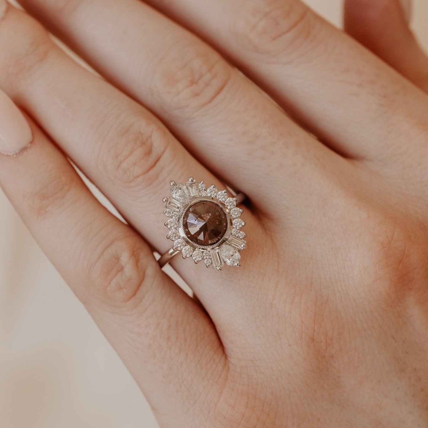 The Everest 2.25 ct Round Rustic Diamond Ring