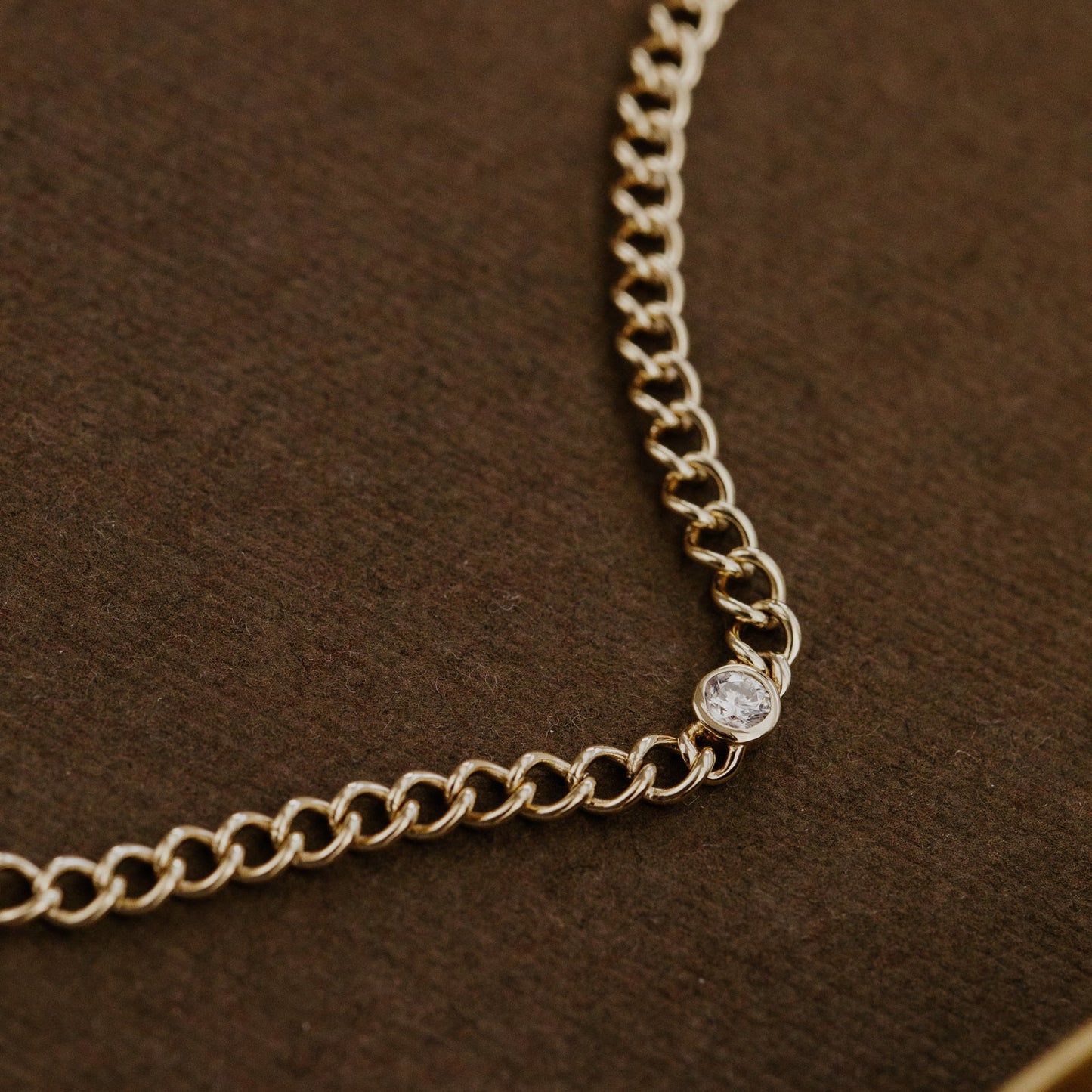 Round Bezel Set Lab Grown Diamond on Chain Bracelet