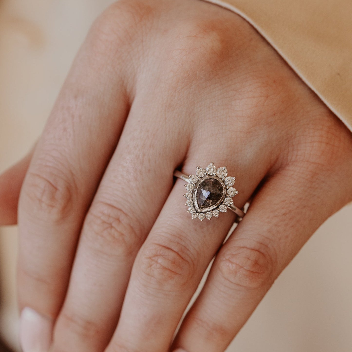 The Denali 1.35 ct Pear Rustic Diamond Ring