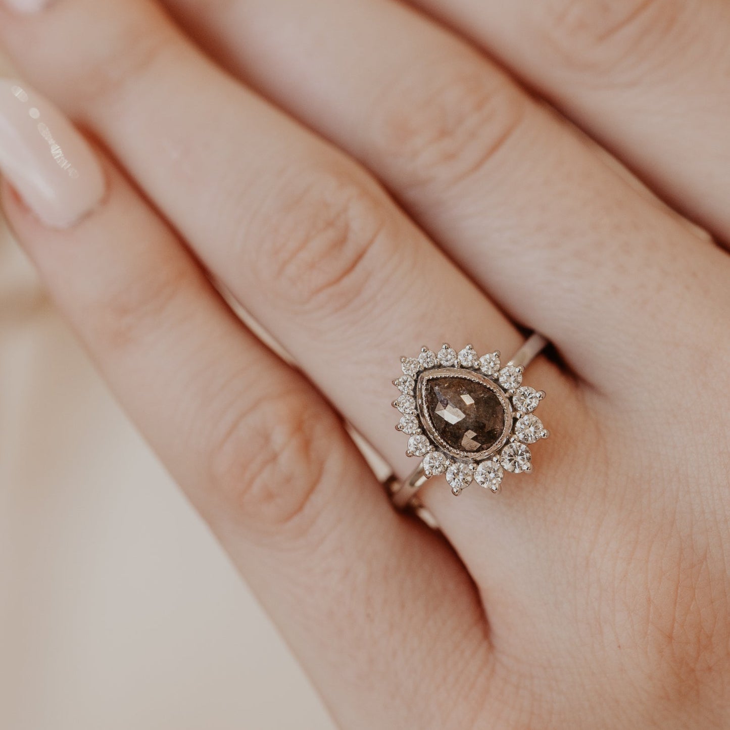 The Denali 1.35 ct Pear Rustic Diamond Ring