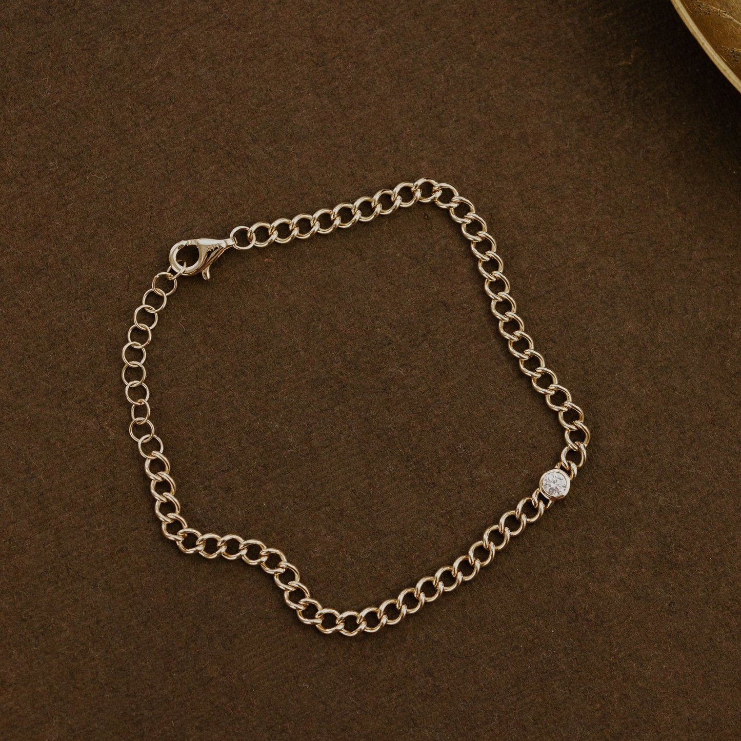 Round Bezel Set Lab Grown Diamond on Chain Bracelet