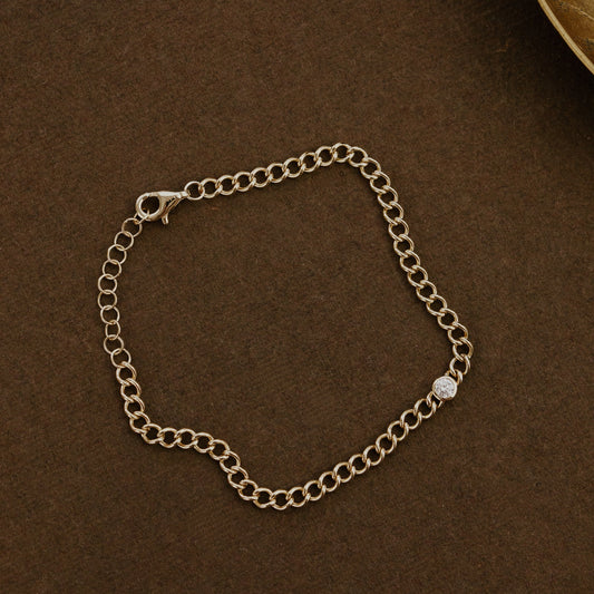 Round Bezel Set Lab Grown Diamond on Chain Bracelet
