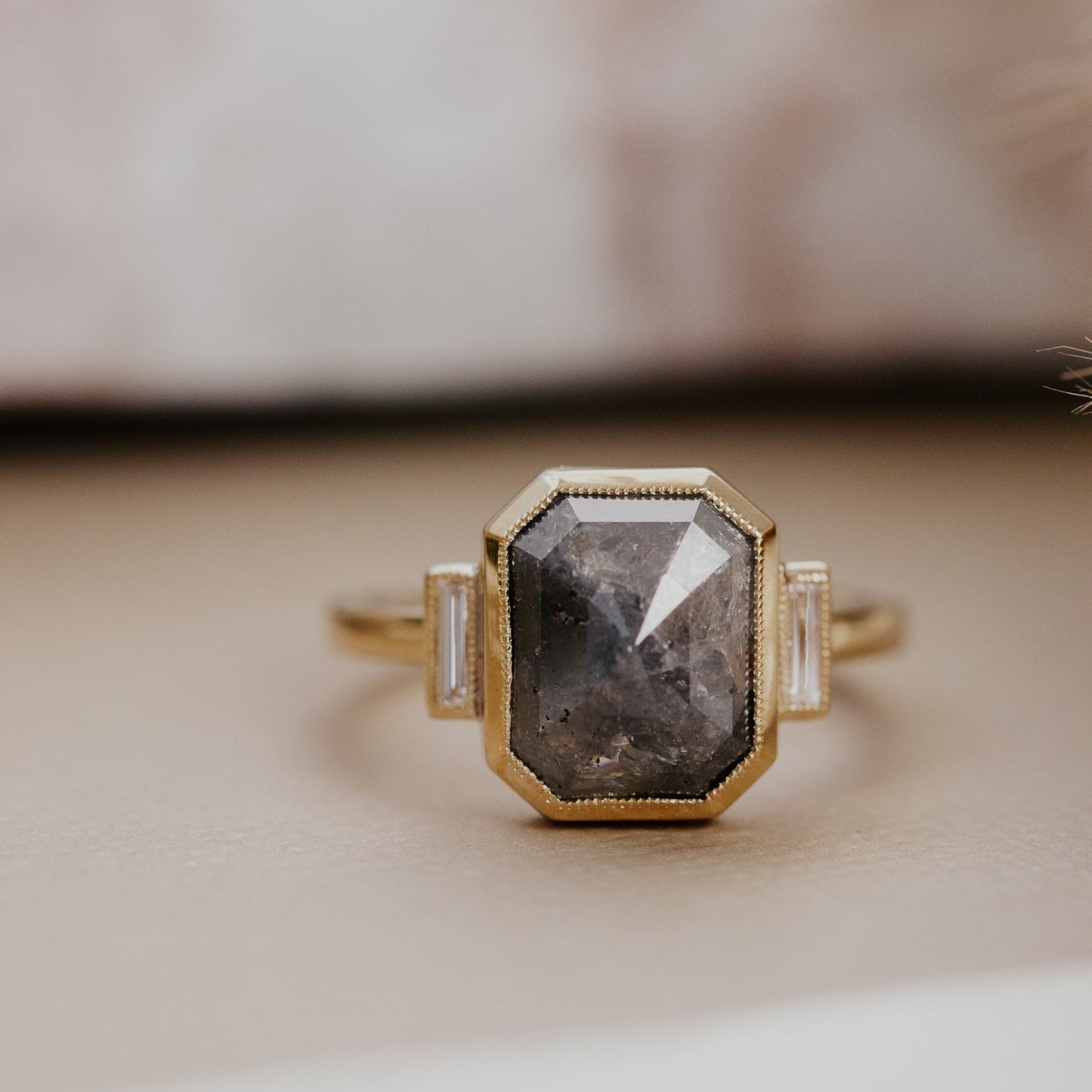 The Carson 5.71 ct Emerald Cut Rustic Diamond Ring