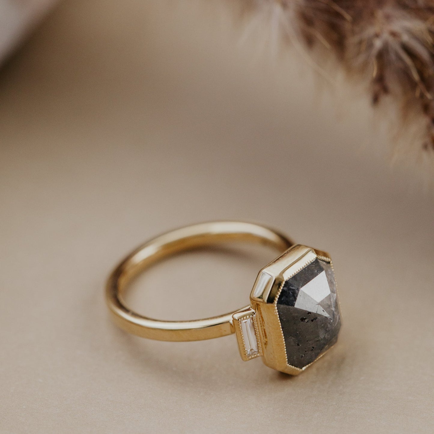 The Carson 5.71 ct Emerald Cut Rustic Diamond Ring