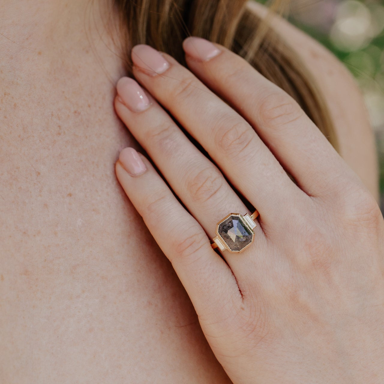 The Carson 5.71 ct Emerald Cut Rustic Diamond Ring