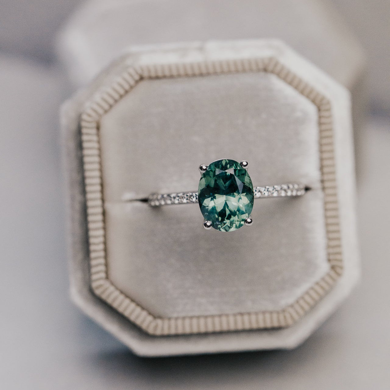 The Jenna 2.67 ct Oval Green Montana Sapphire Ring