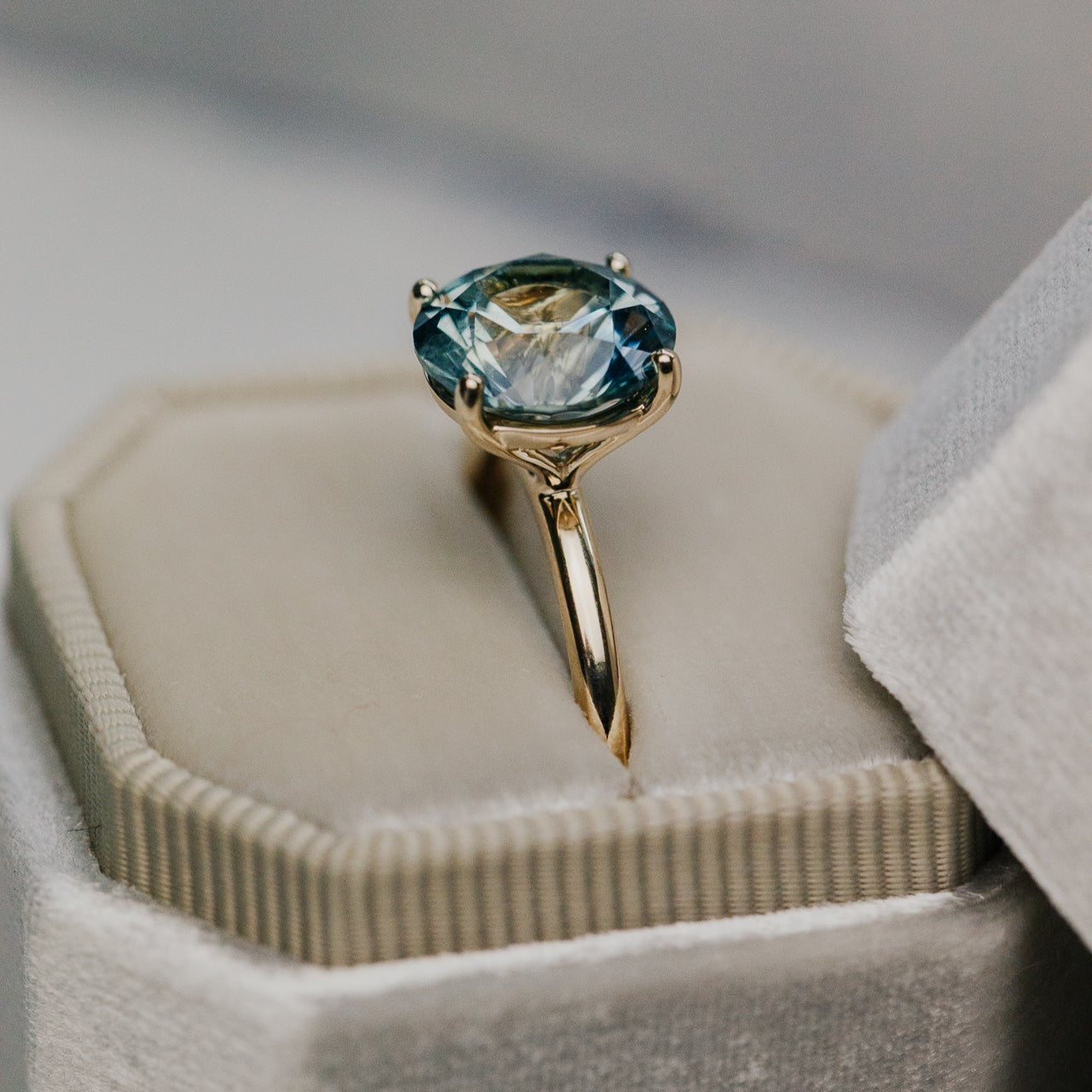 The Maeve 3.86 ct Round Montana Sapphire Solitaire