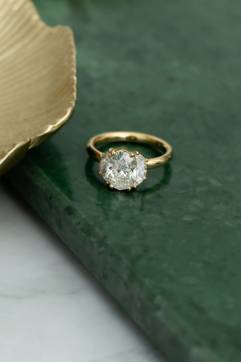 The Thalia 2.01 ct Oval Diamond Crescent Side Stones Ring