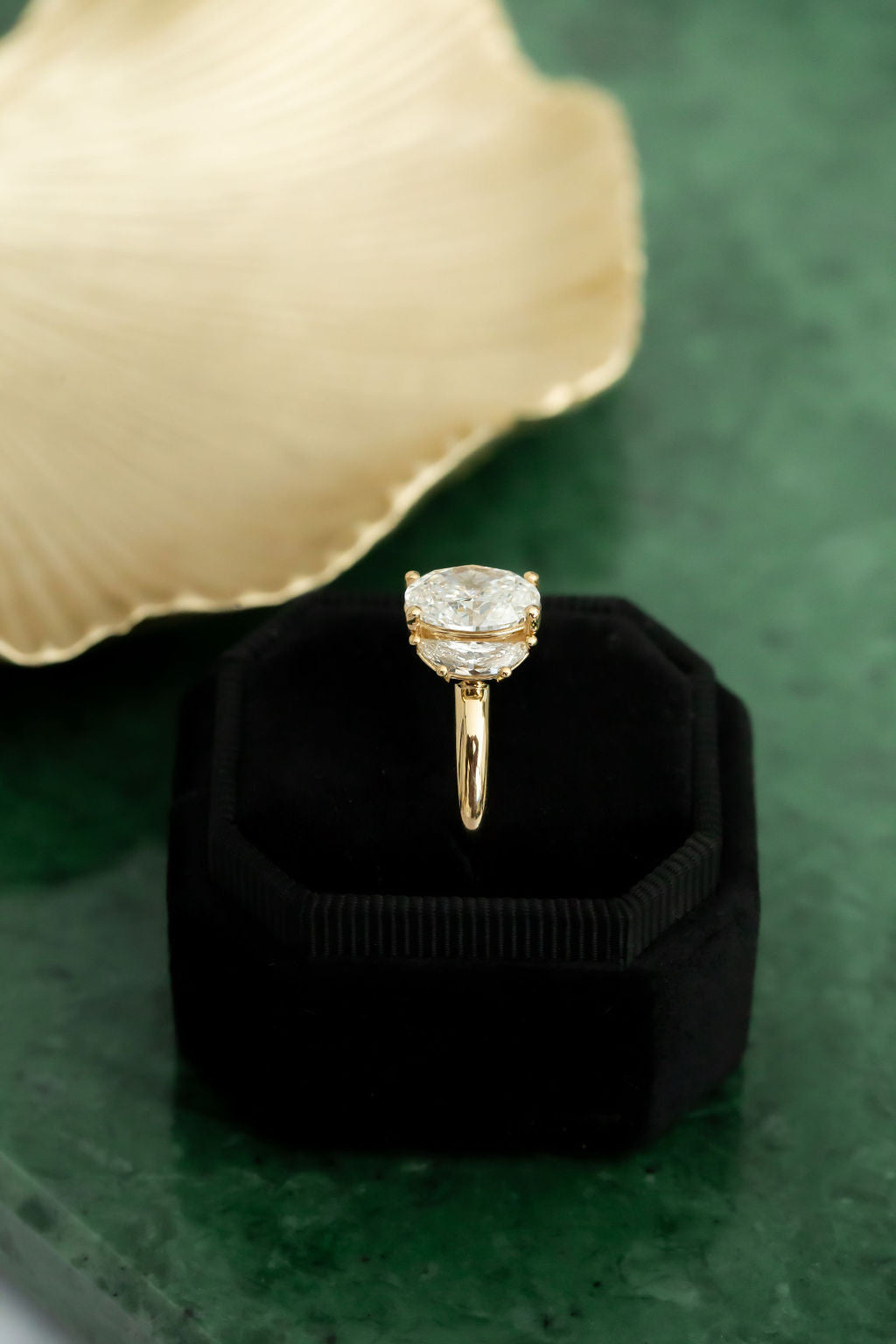 The Thalia 2.01 ct Oval Diamond Crescent Side Stones Ring