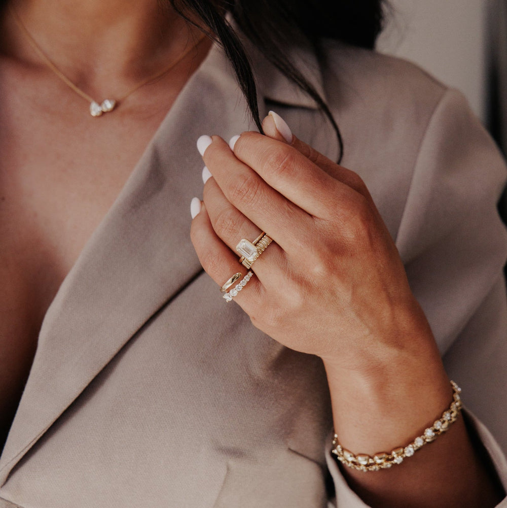 The Cascade Graduated Lab Grown Diamond Pinky Ring