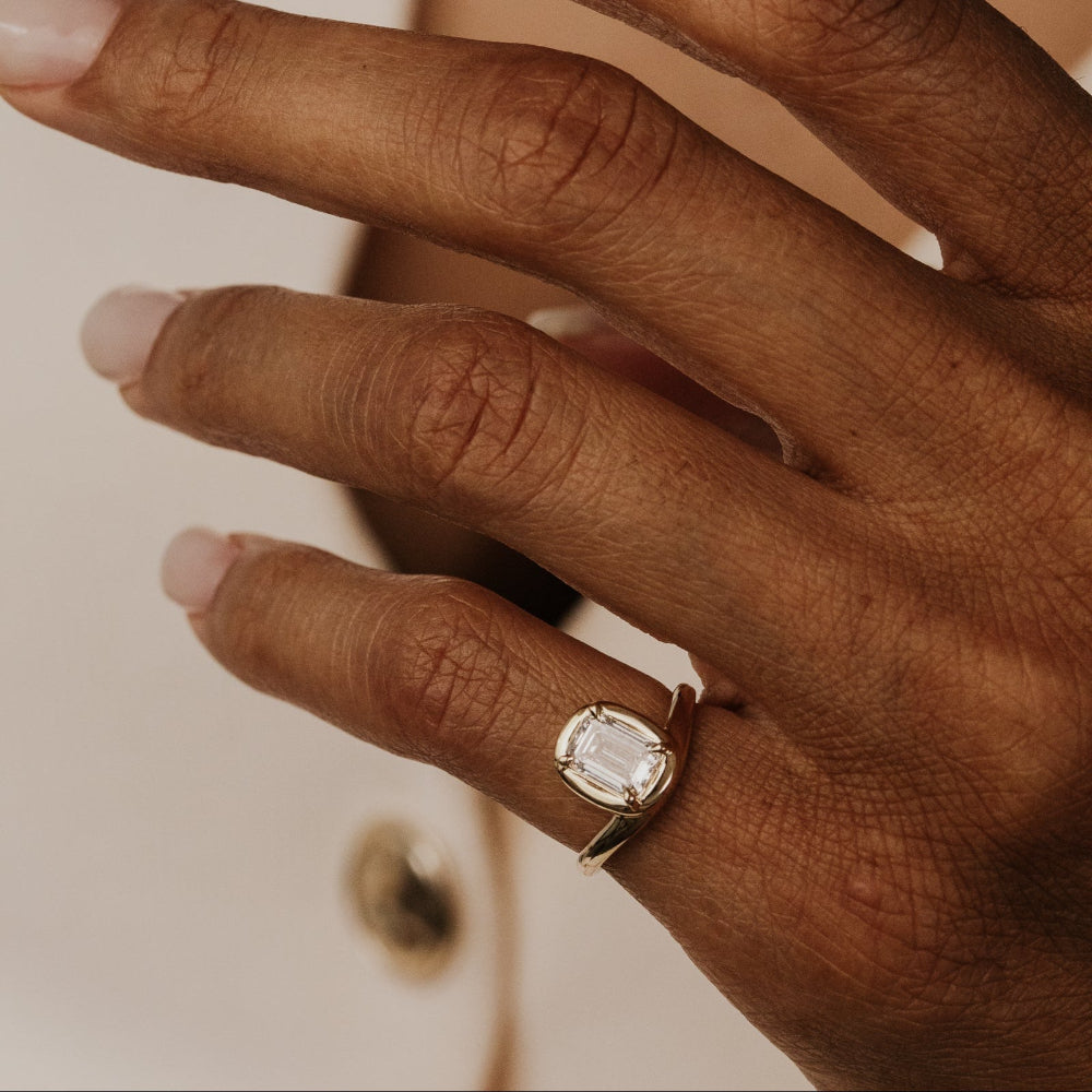 The Dawn Emerald Cut Lab Grown Diamond Pinky Ring