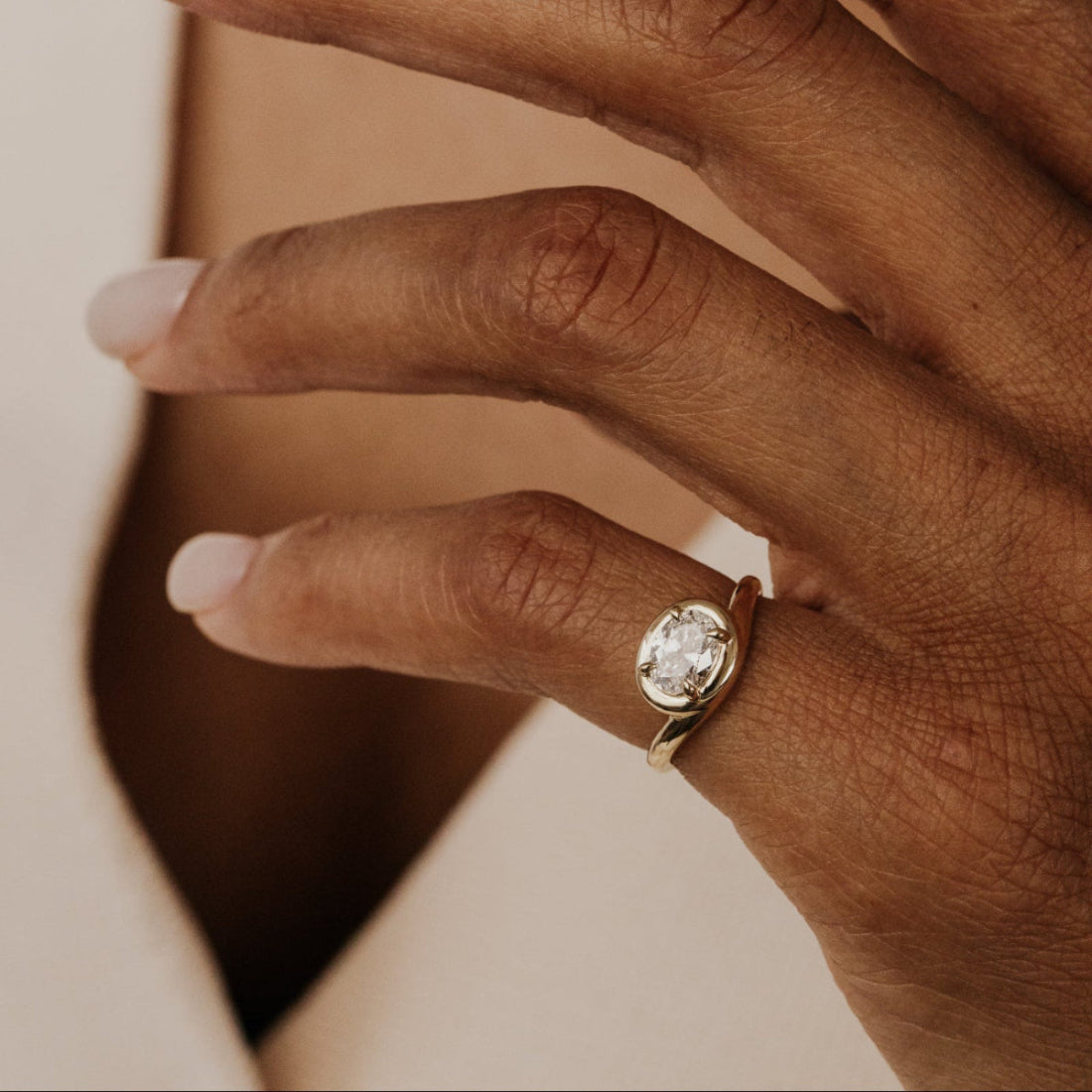 The Dawn Oval Lab Grown Diamond Pinky Ring