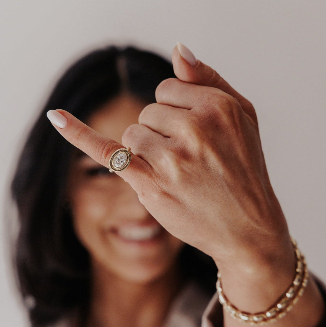 The Ripple Oval Lab Grown Diamond Pinky Ring