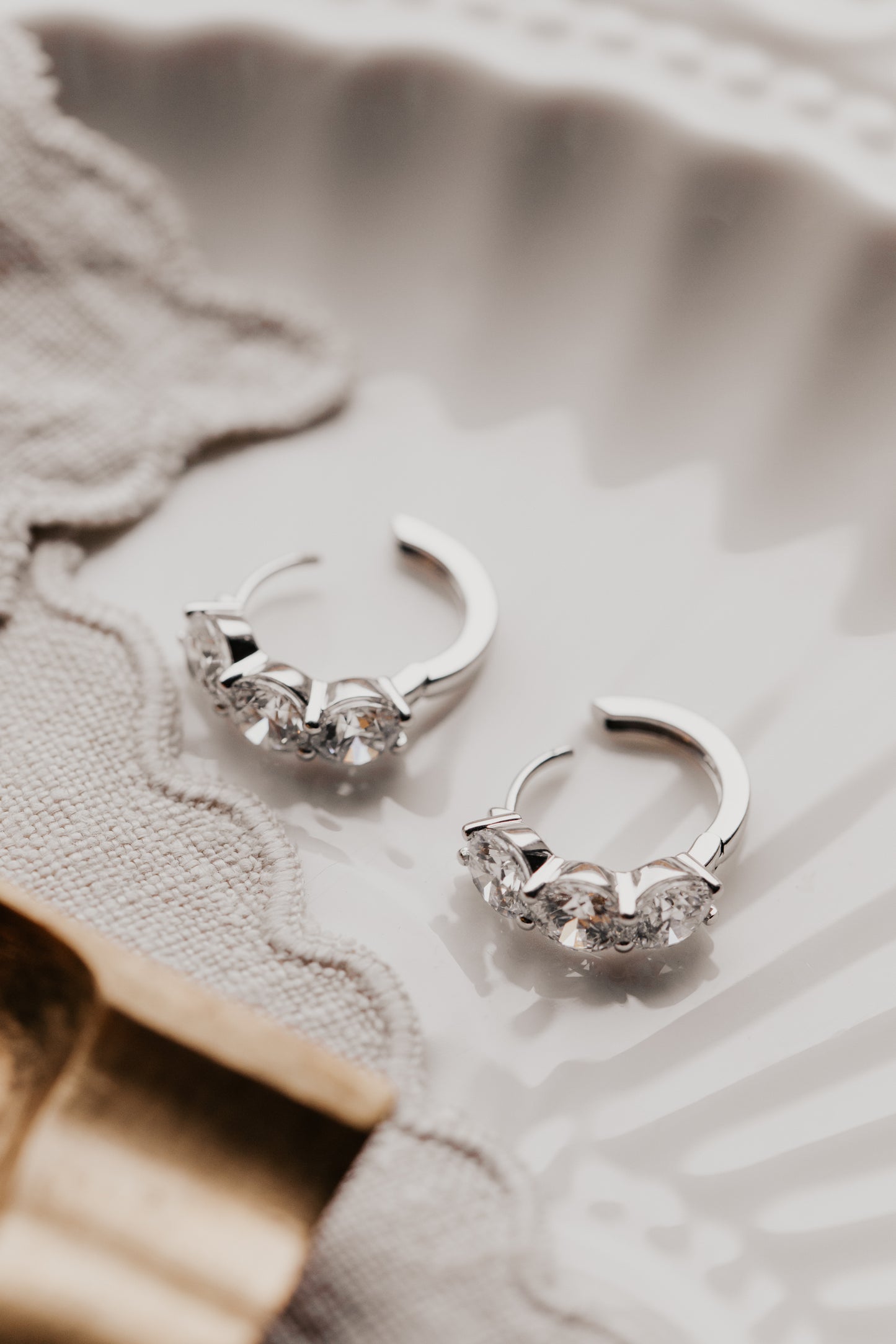 Three Lab Grown Diamond Hinged Hoop Earrings