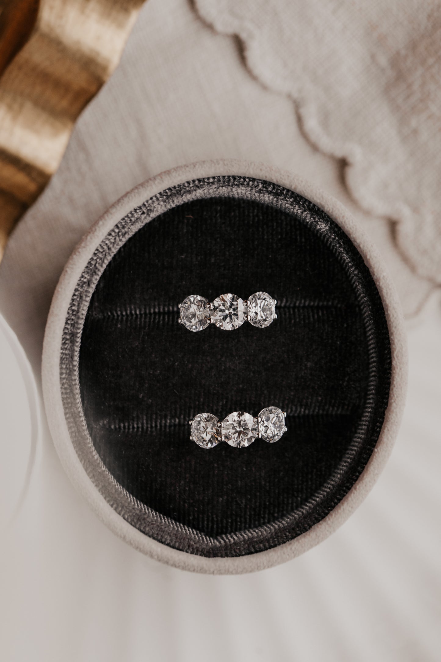 Three Lab Grown Diamond Hinged Hoop Earrings