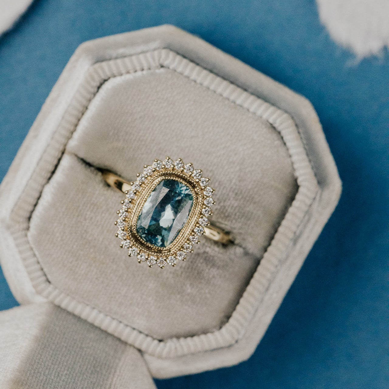 The Nile 1.71 ct Elongated Cushion Blue Montana Sapphire Ring