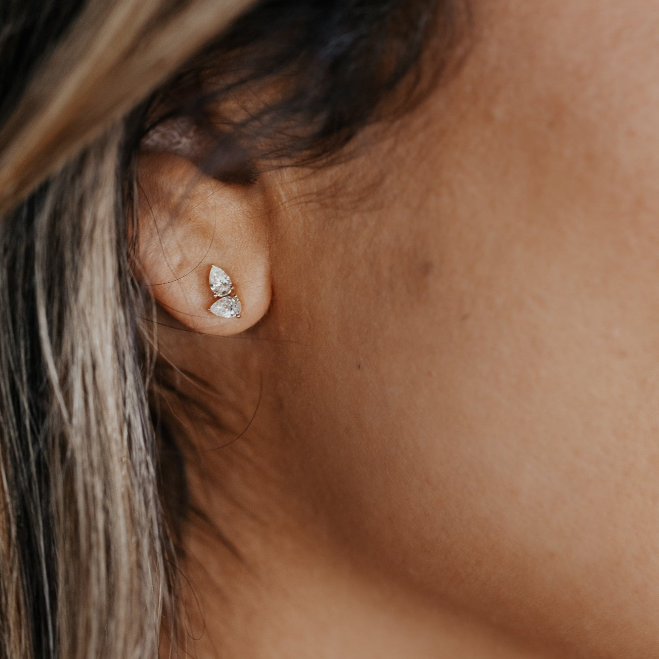 Two Pear Diamond Stud Earrings