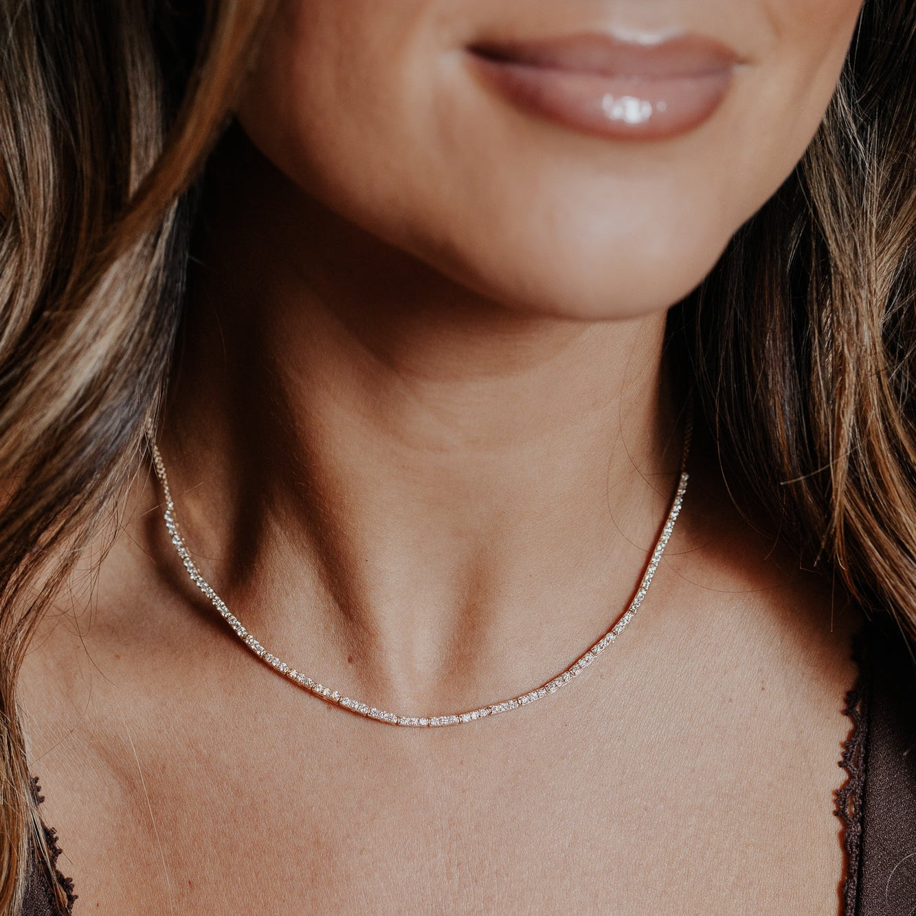 Pave Diamond Bar Tennis Necklace