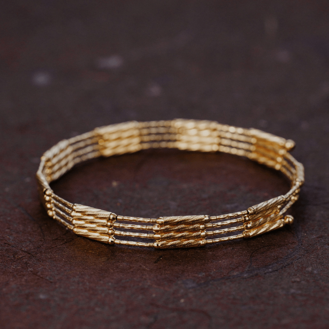 Textured Magnetic Convertible Gold Bracelet or Necklace