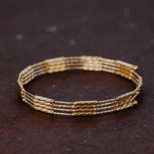 Textured Magnetic Convertible Gold Bracelet or Necklace