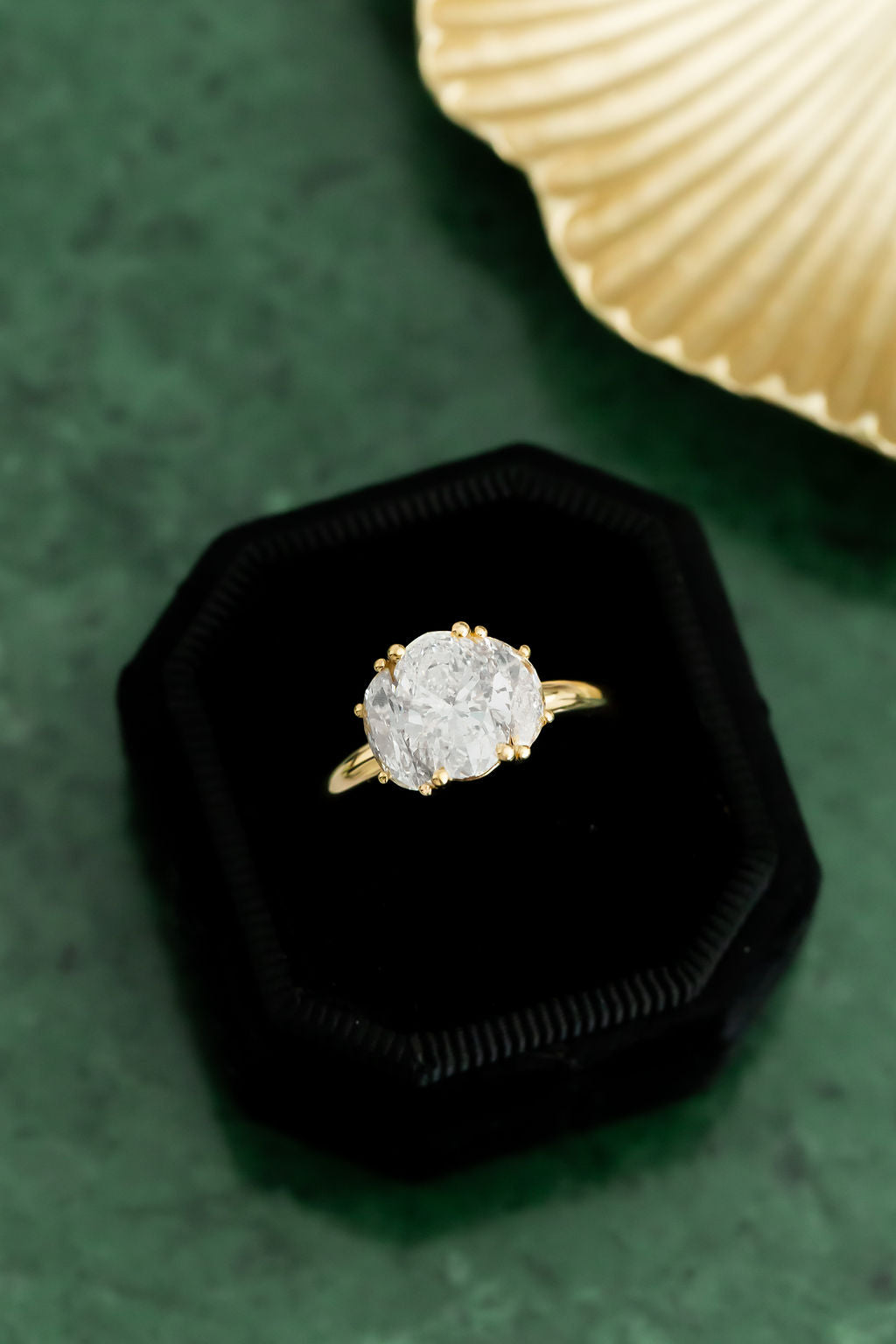 The Thalia 2.01 ct Oval Diamond Crescent Side Stones Ring