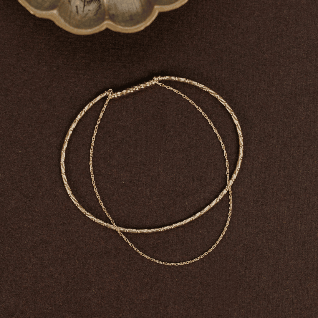 Textured Flexible Magnetic Gold Bracelet with Safety Chain