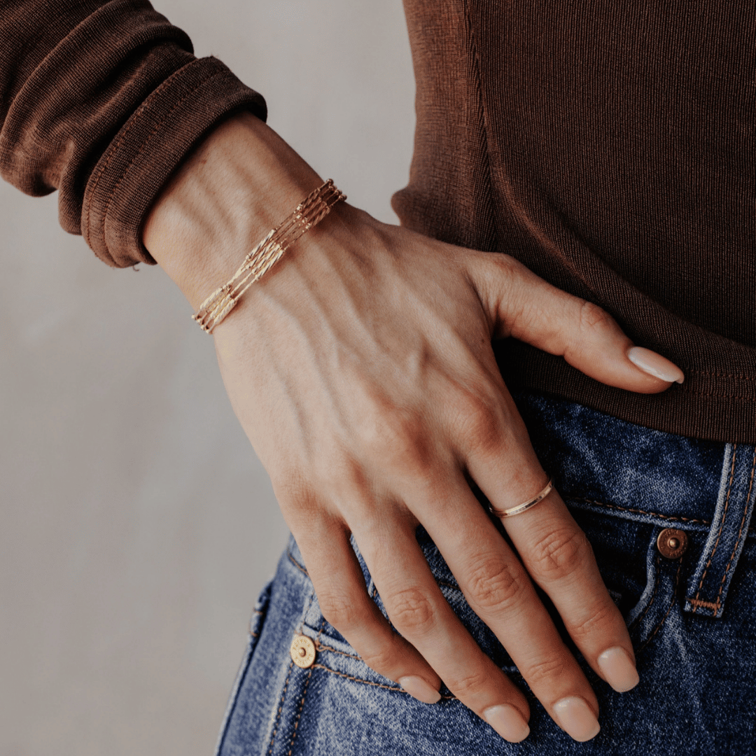 Textured Magnetic Convertible Gold Bracelet or Necklace