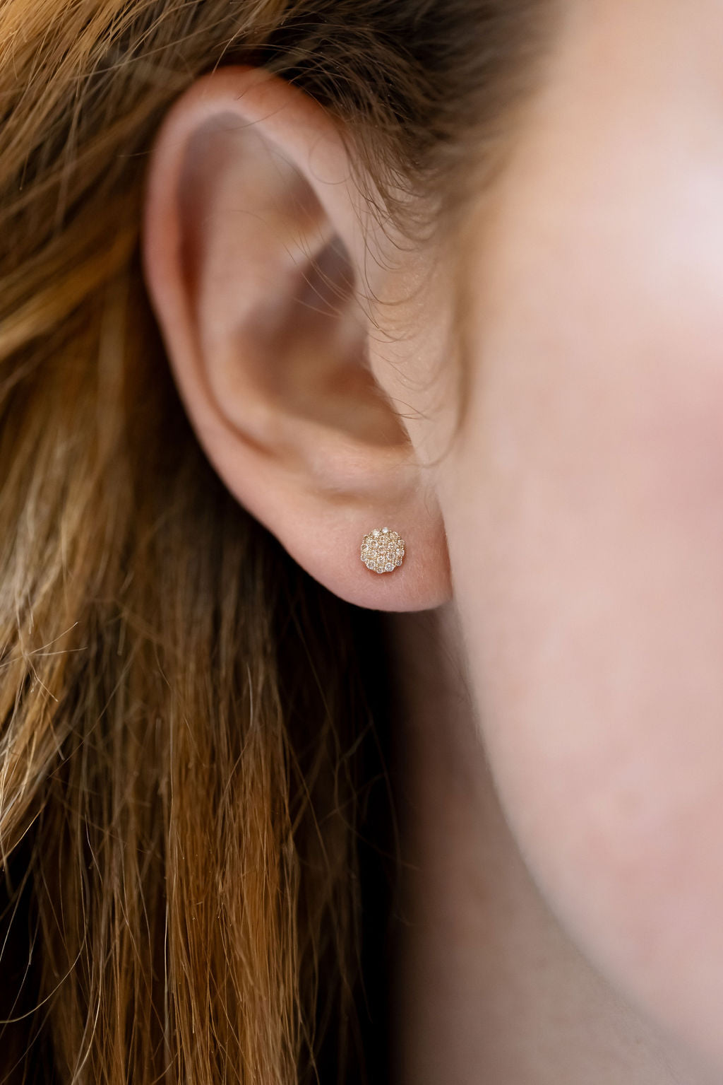 Pave Round Diamond Stud Earrings