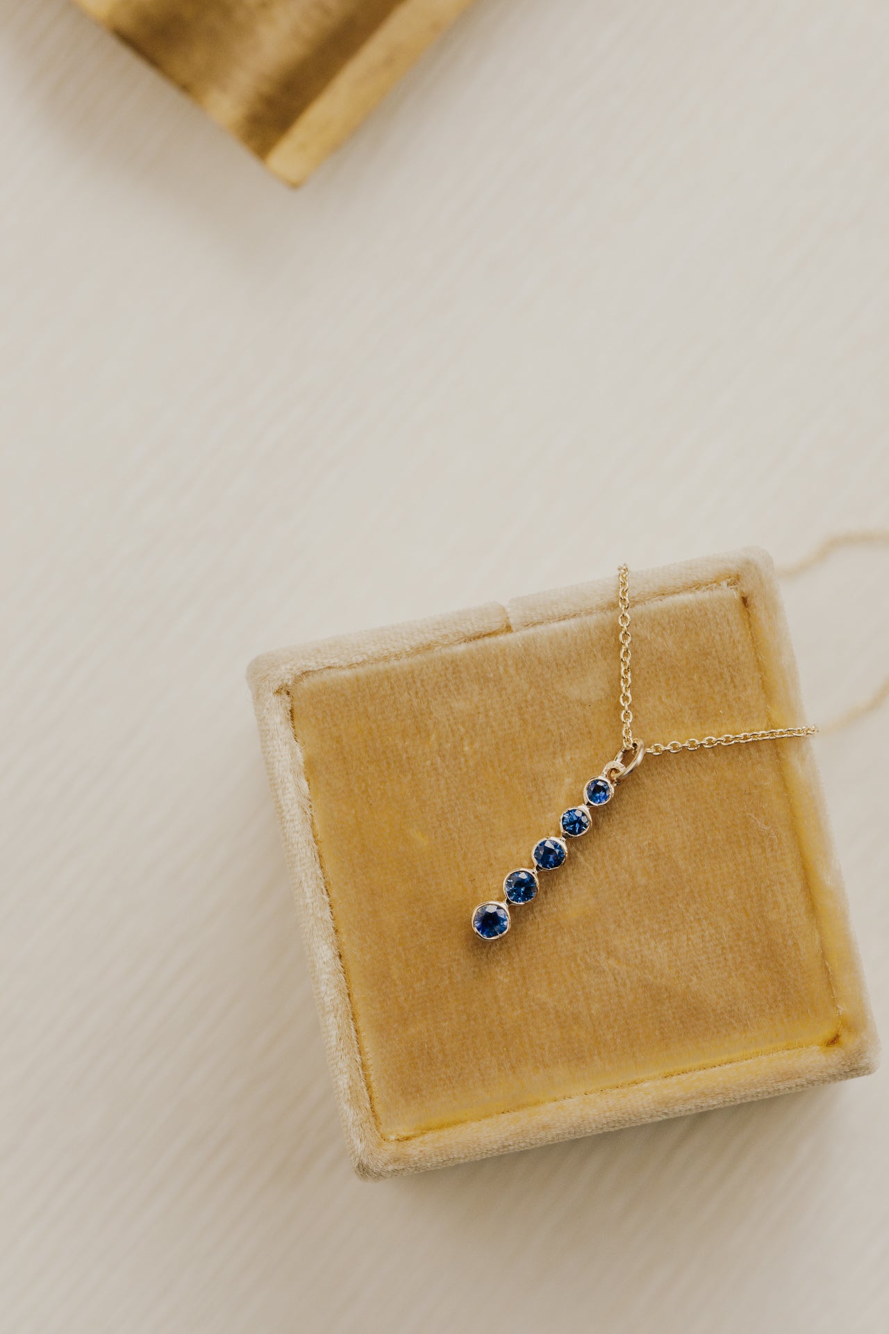 Mini Sapphire Graduated Size Bezel Necklace