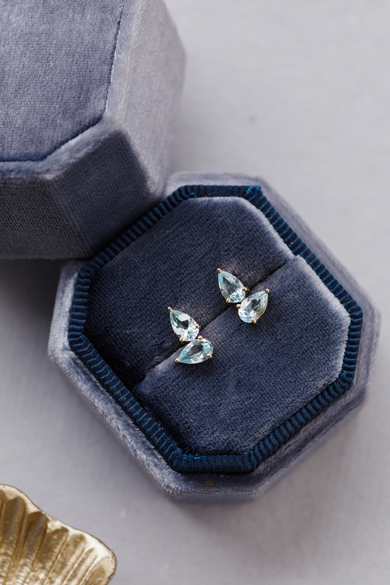 Two Pear Blue Topaz Stud Earrings