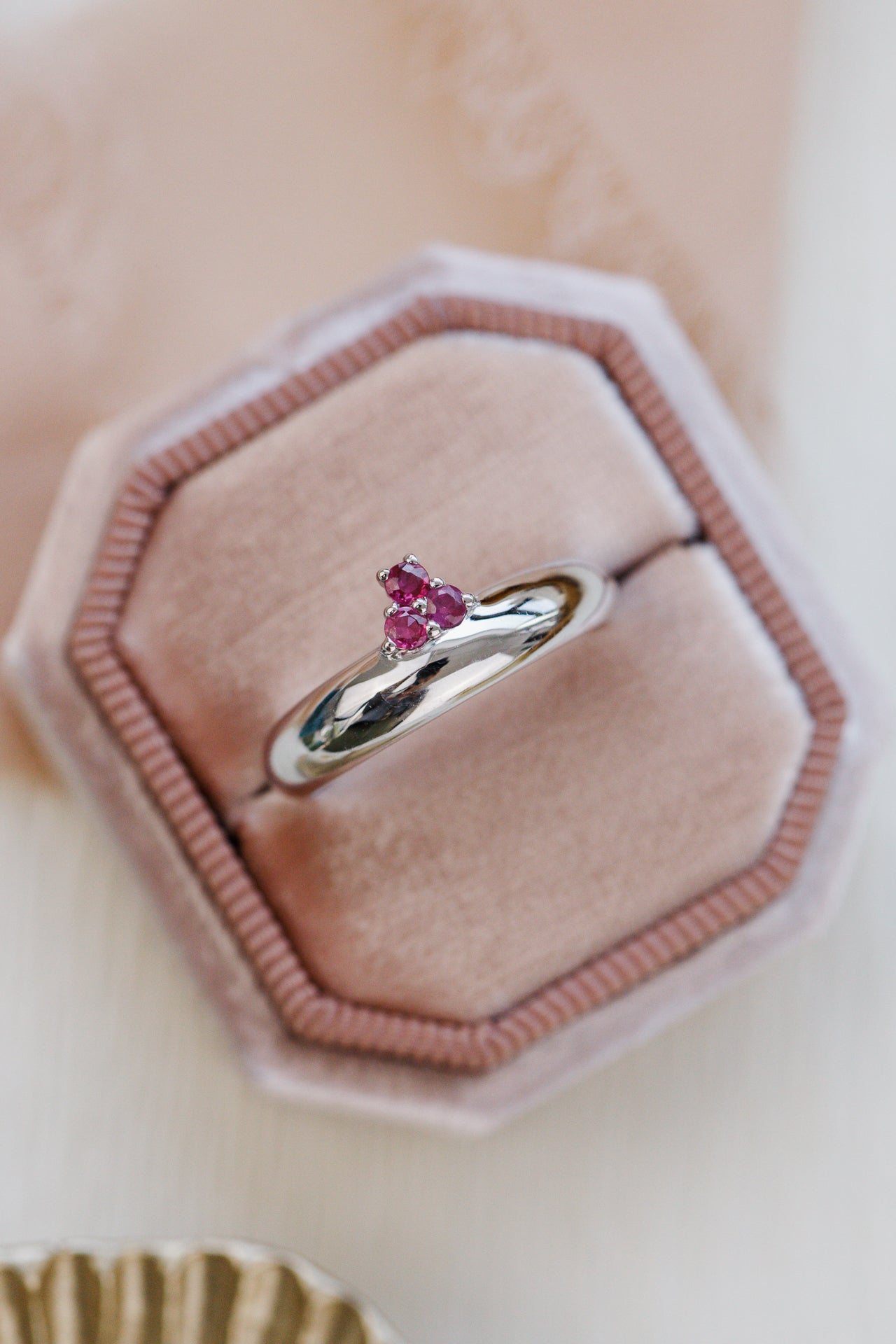 Rounded Band with Ruby Cluster Ring