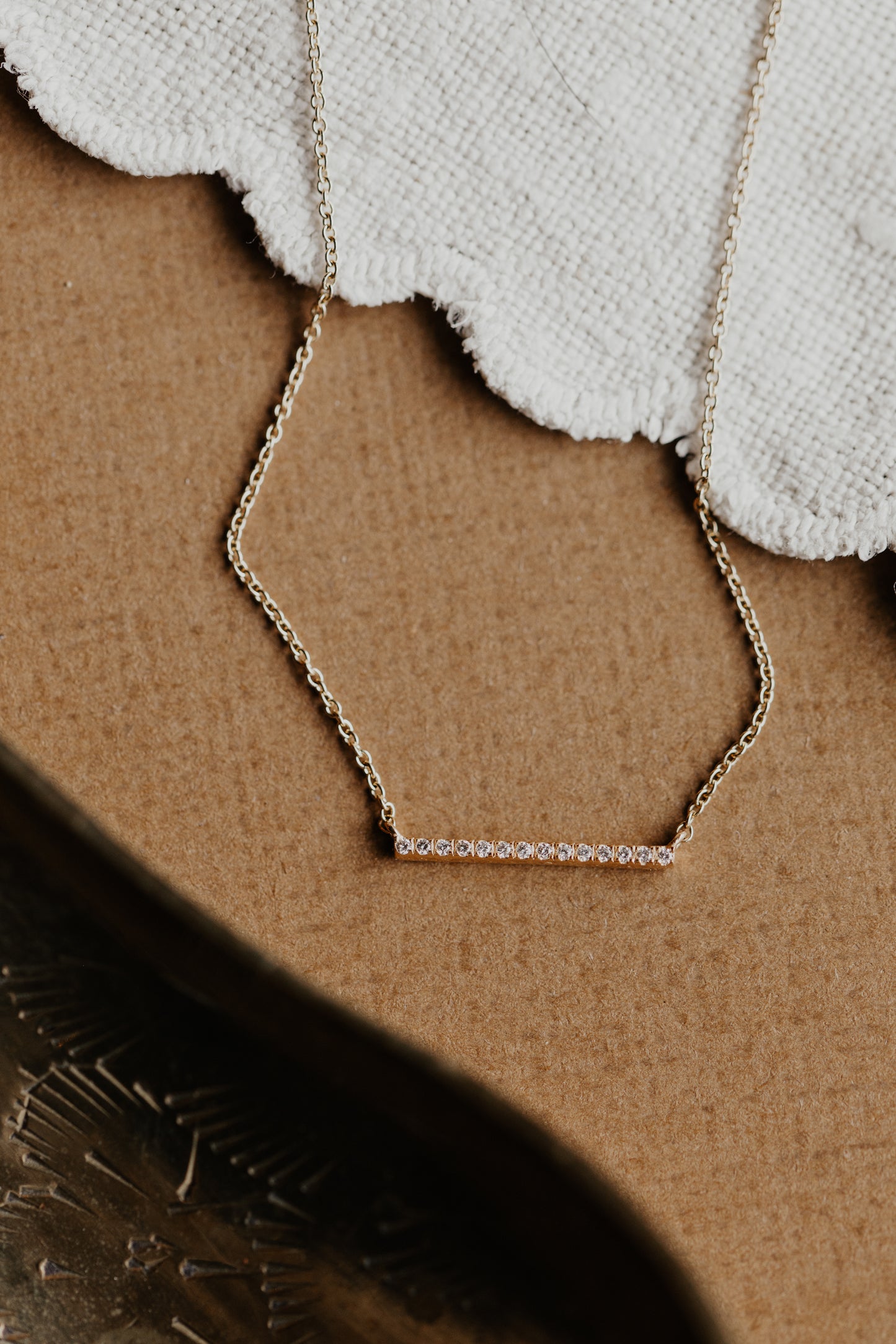 Mini Pave Diamond Bar Necklace