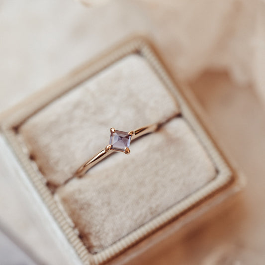 Square Iolite Prong Set Ring