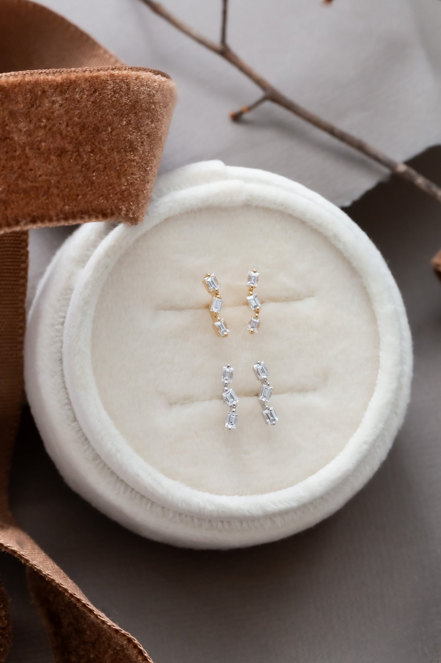 Zig Zag Baguette Stud Earrings