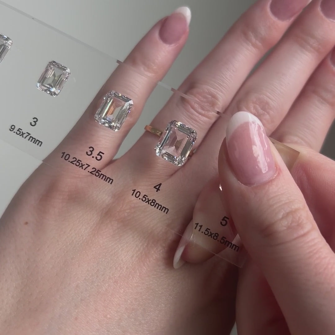 Video showcasing different carat weights displayed on a models hand.