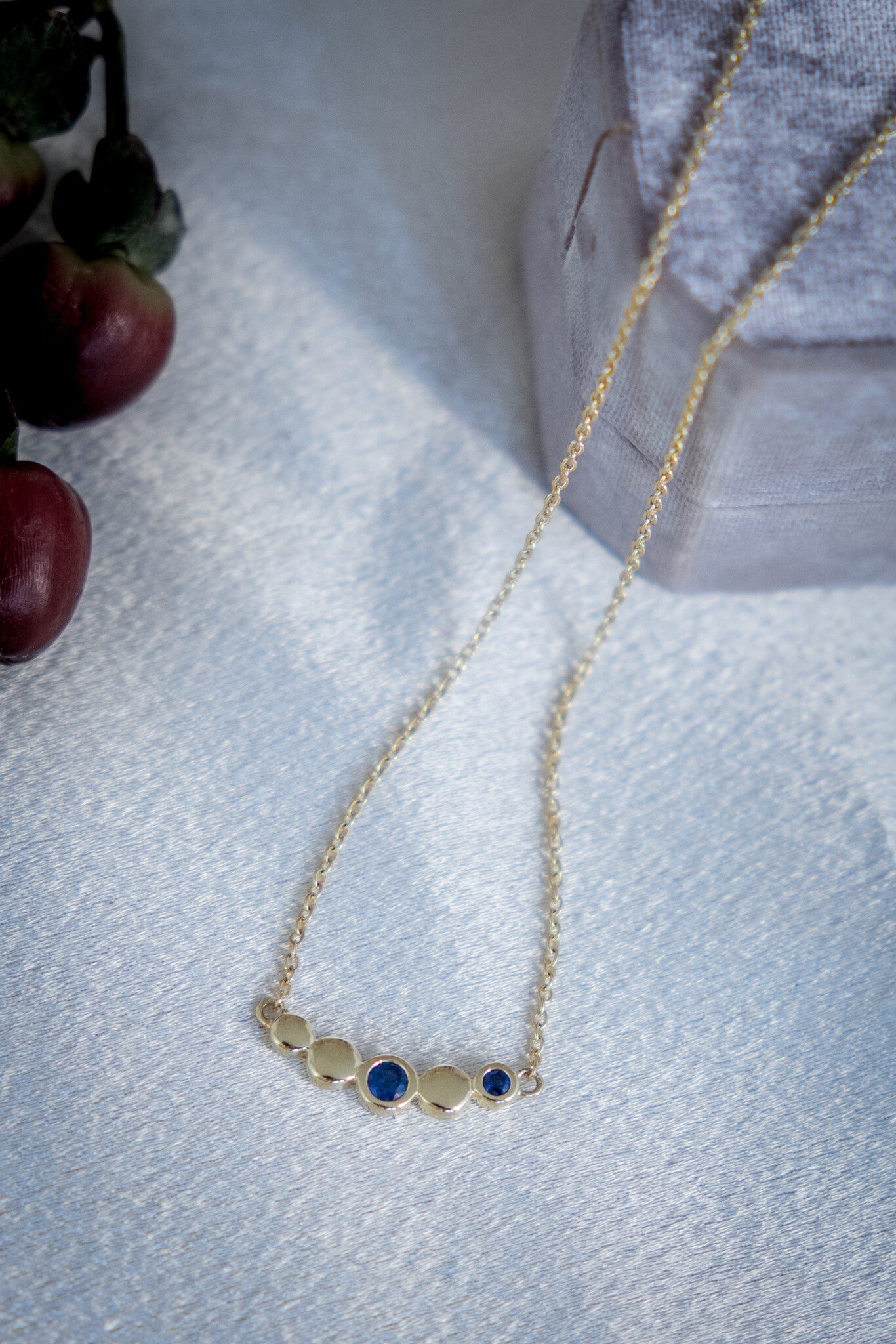 Curved Bar with Two Sapphire Necklace