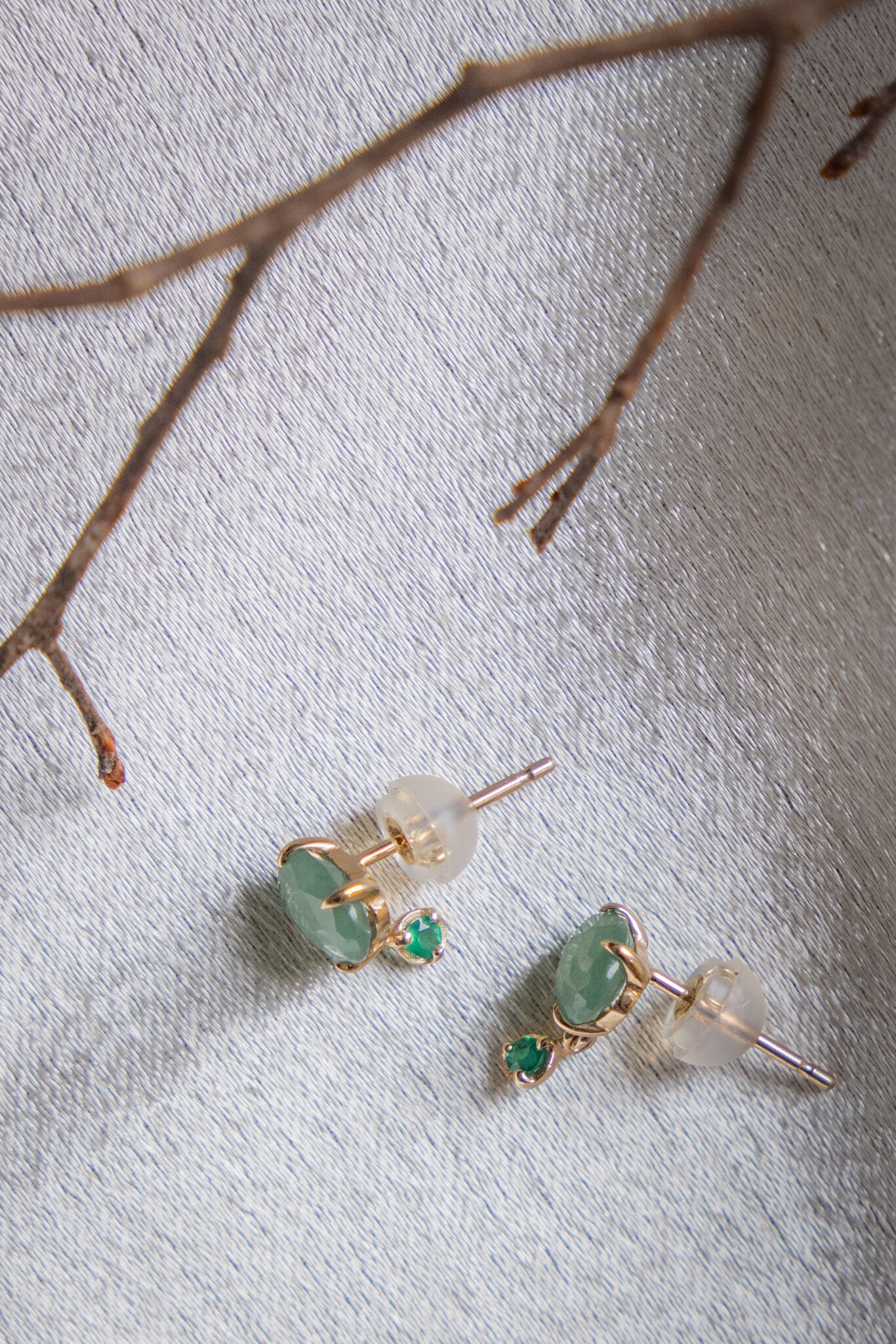 Oval Aventurine with Green Onyx Dangle Earrings