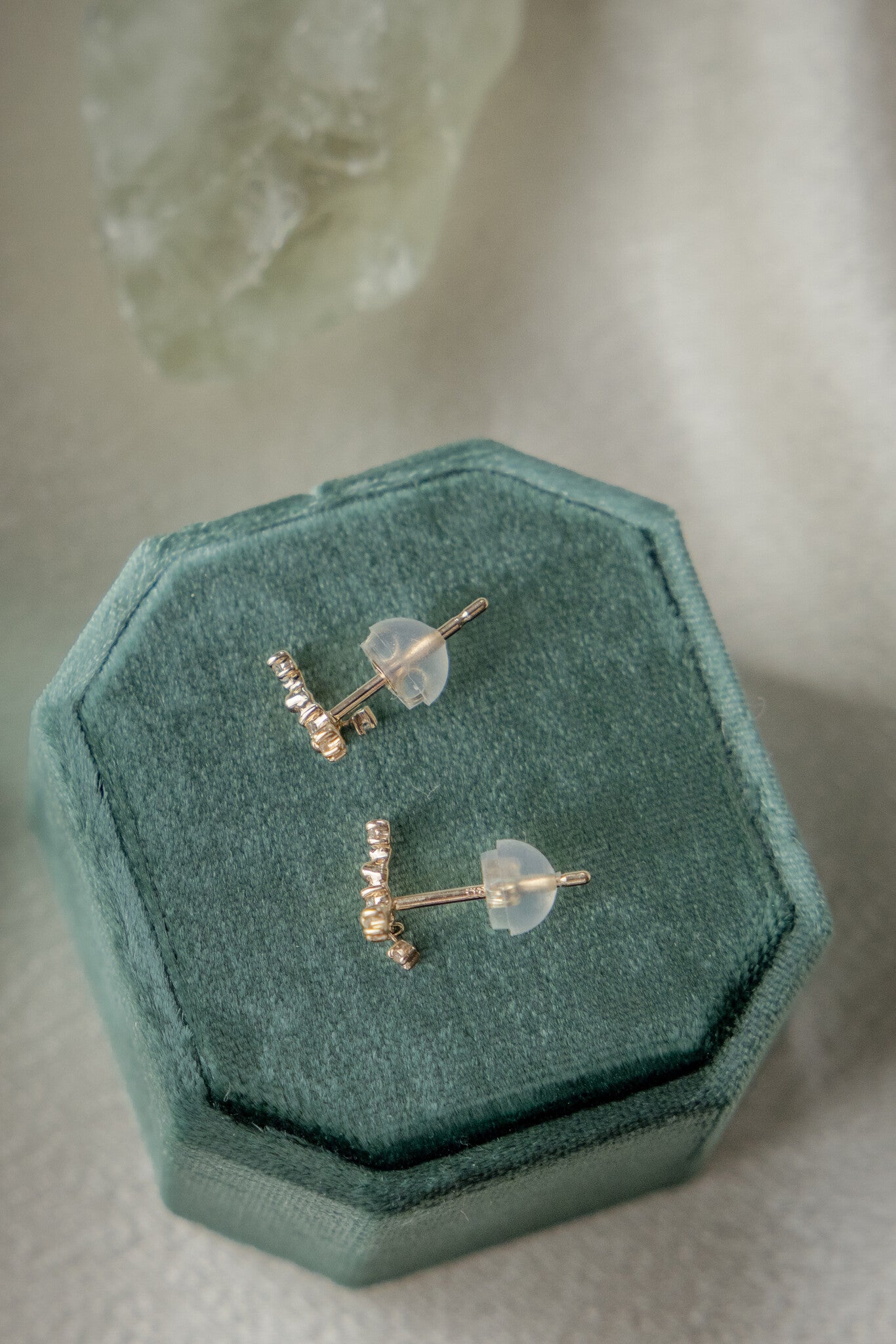 White Topaz Curved Bar Dangle Earrings