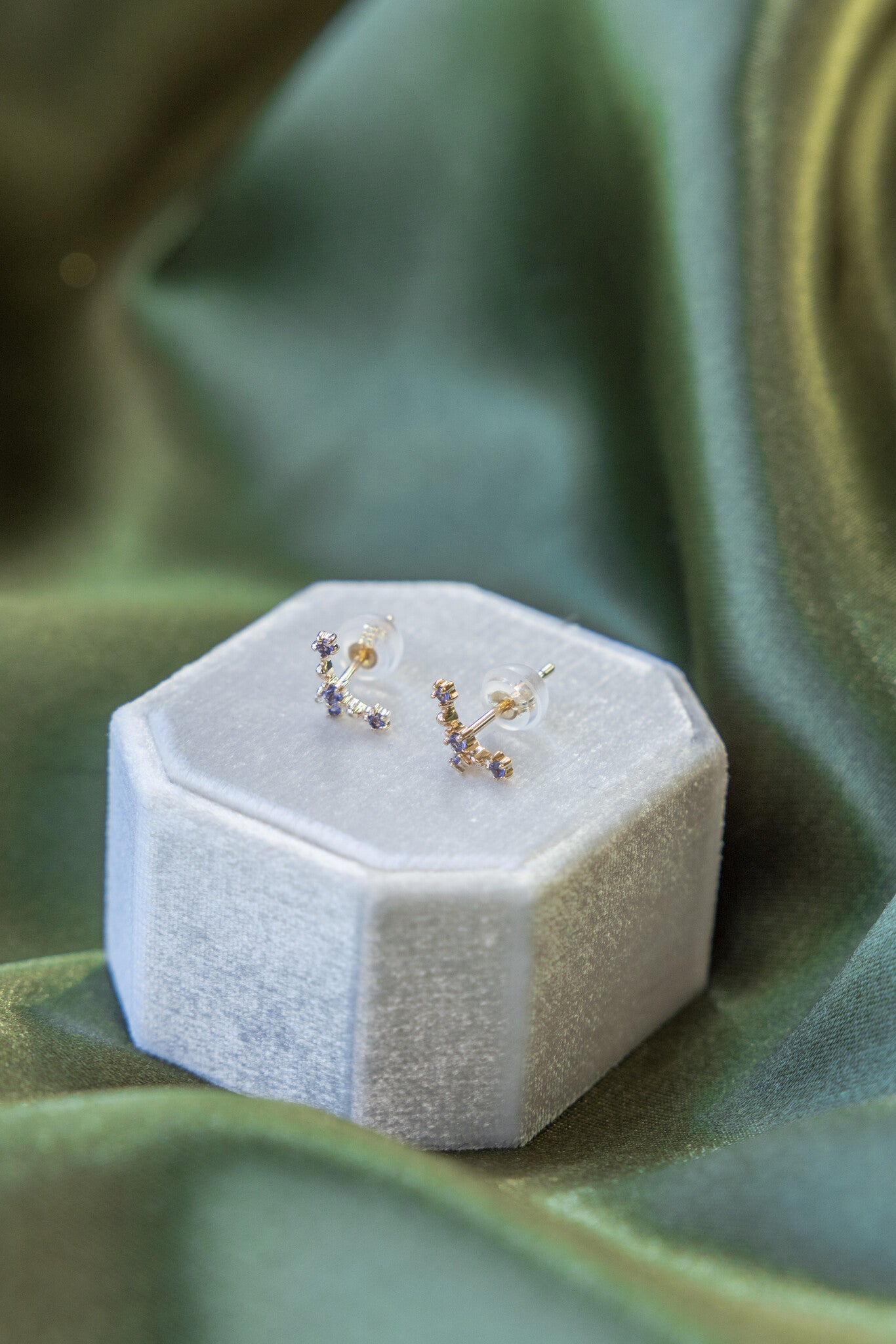 Iolite Curved Bar Dangle Earrings