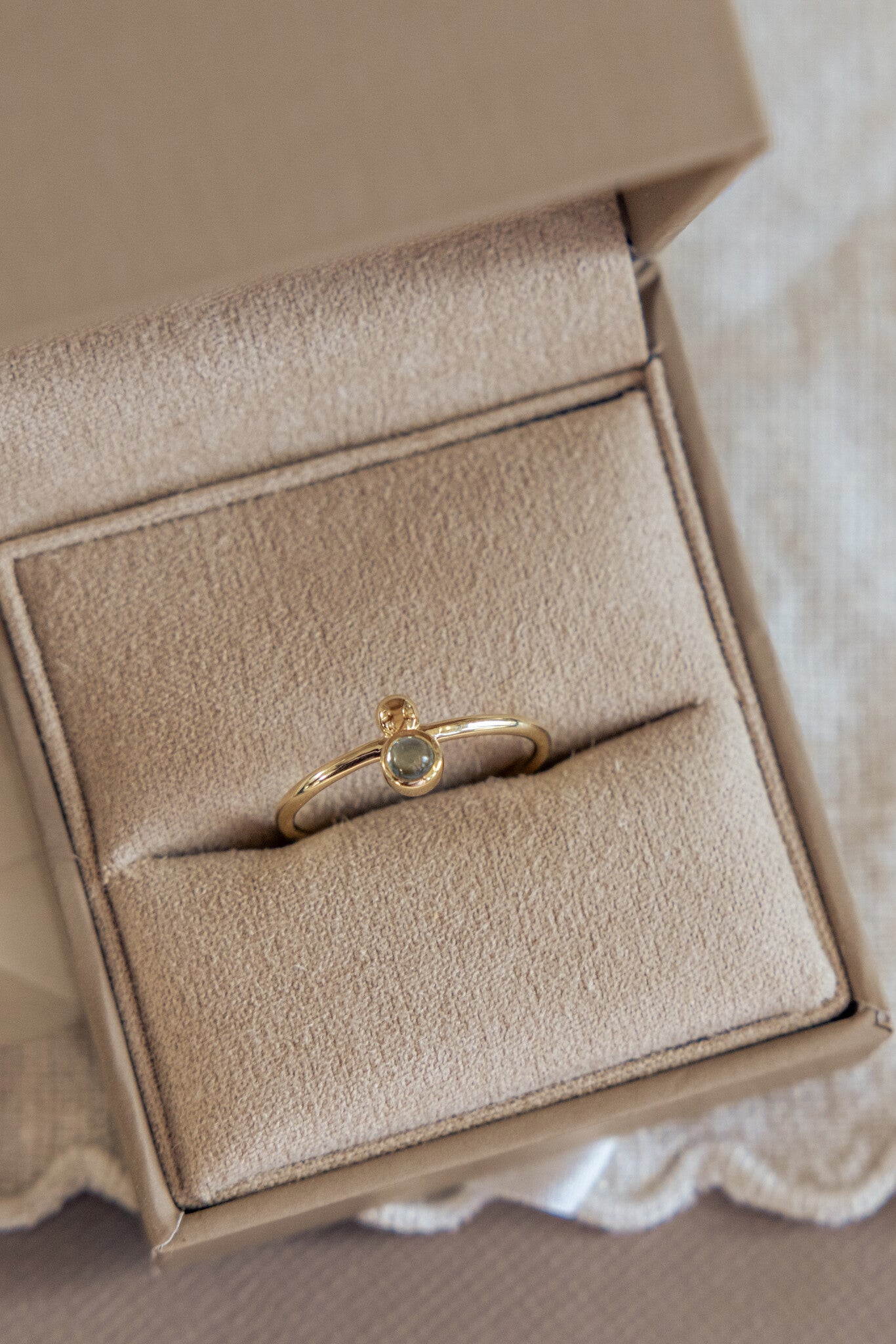 Blue Topaz and Metal Ball Ring