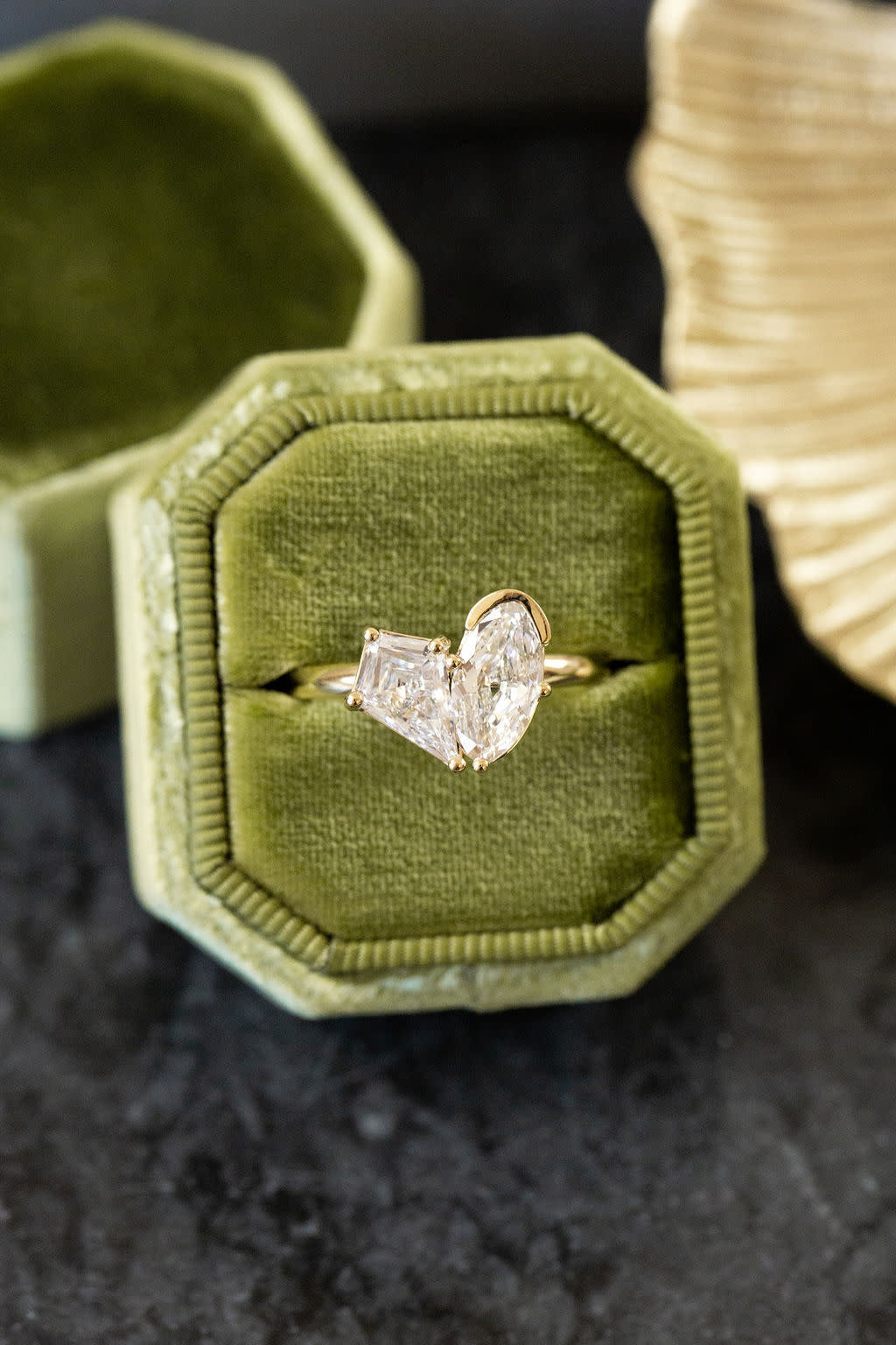 The Toi et Moi 1.00 ct Moval and 1.00 ct Kite Diamond Ring