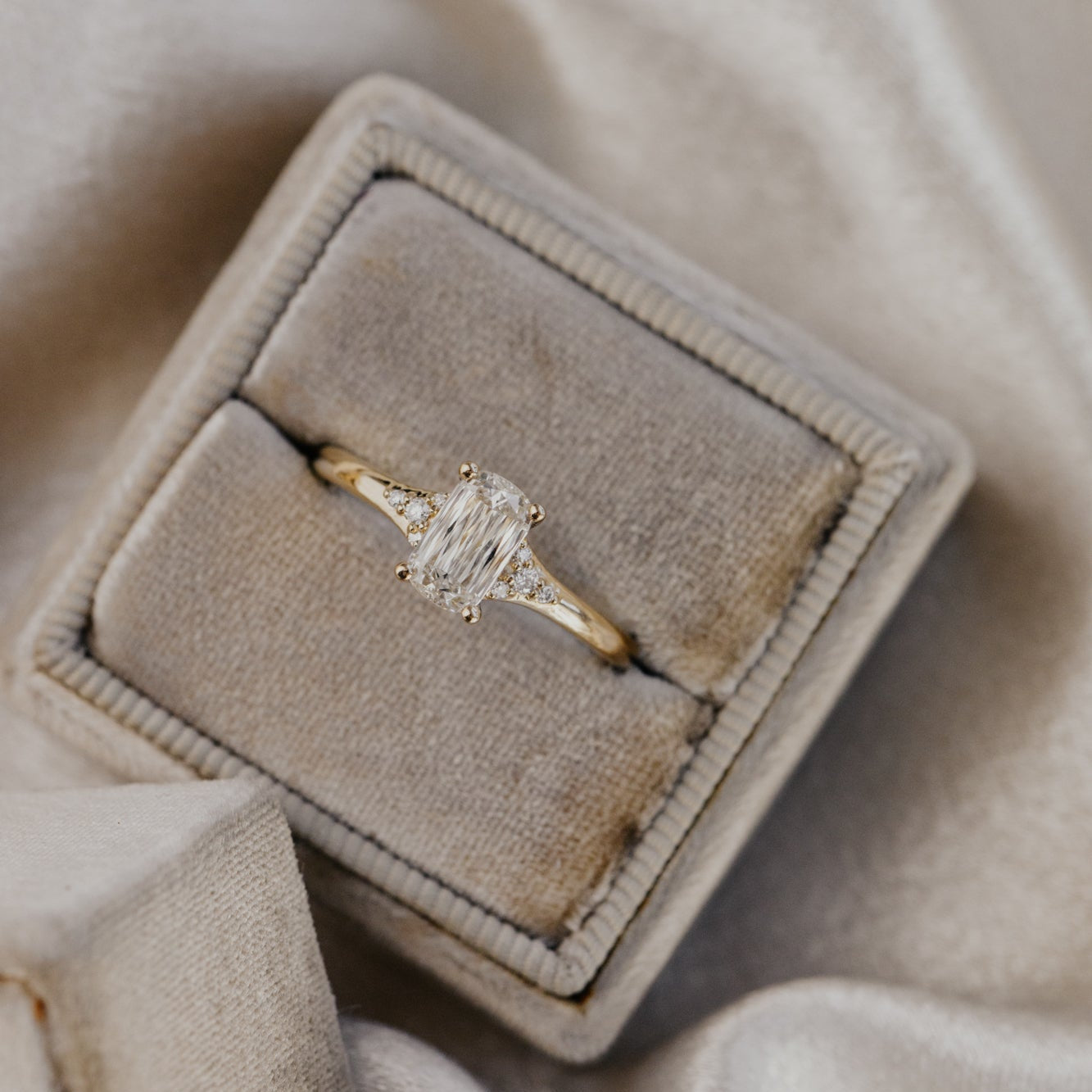 The Angie 1.02 ct Elongated Cushion Champagne Diamond Ring