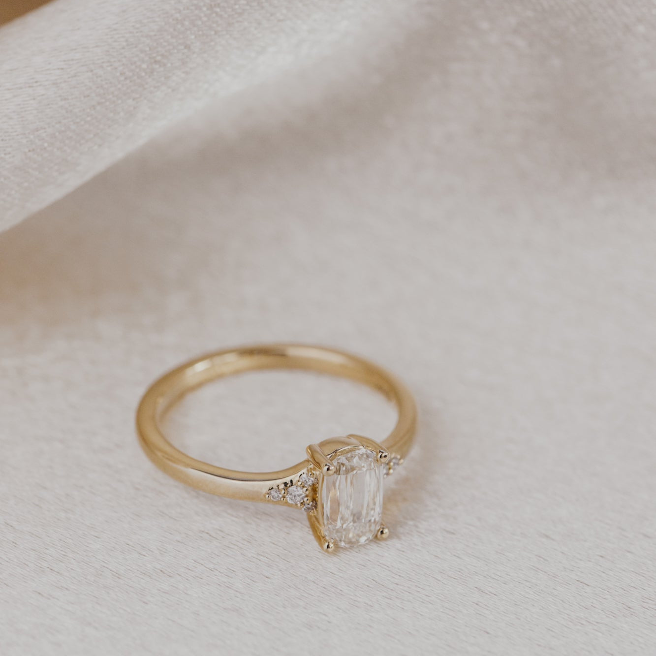 The Angie 1.02 ct Elongated Cushion Champagne Diamond Ring