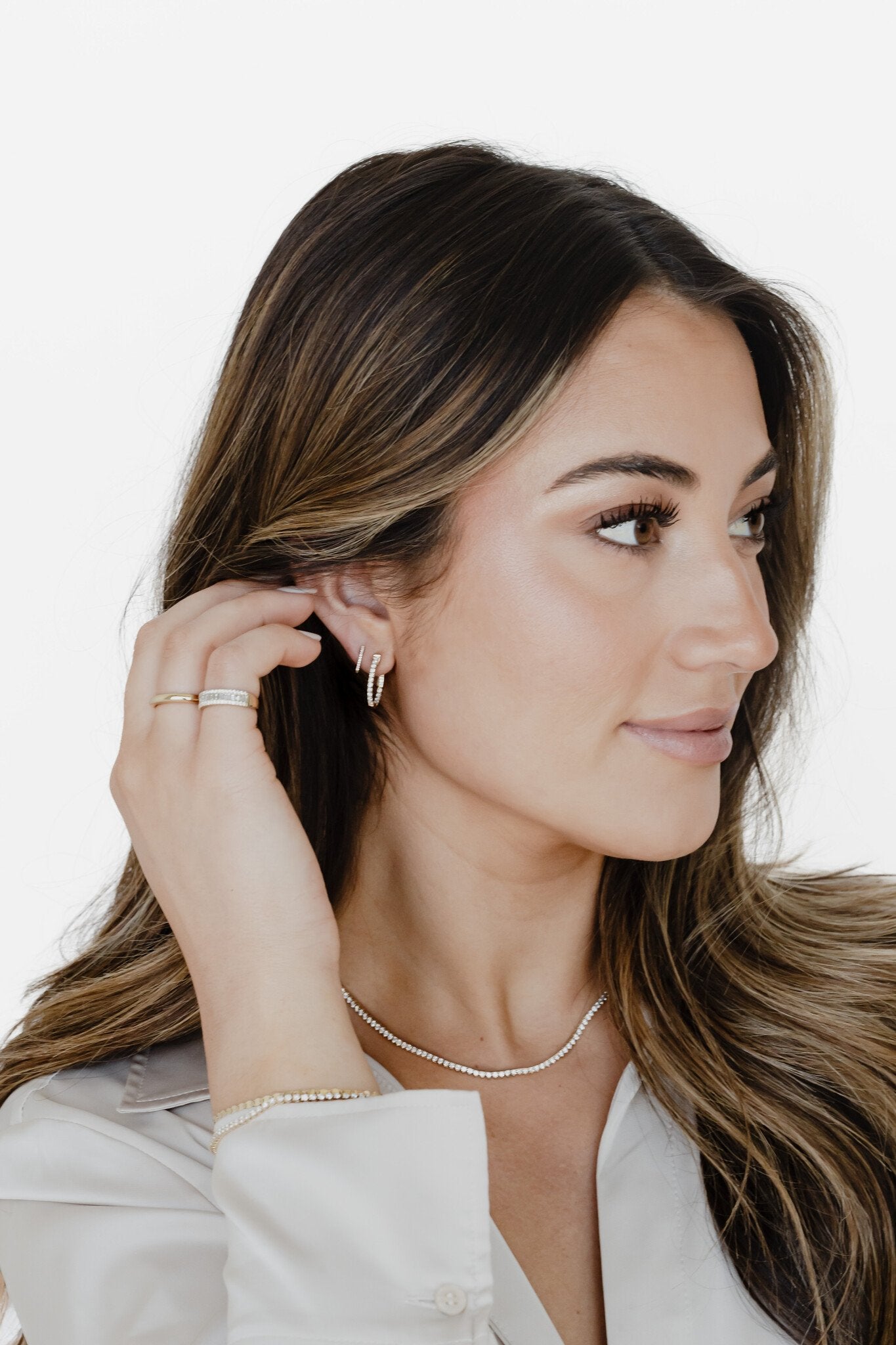 Three Prong Tennis Necklace