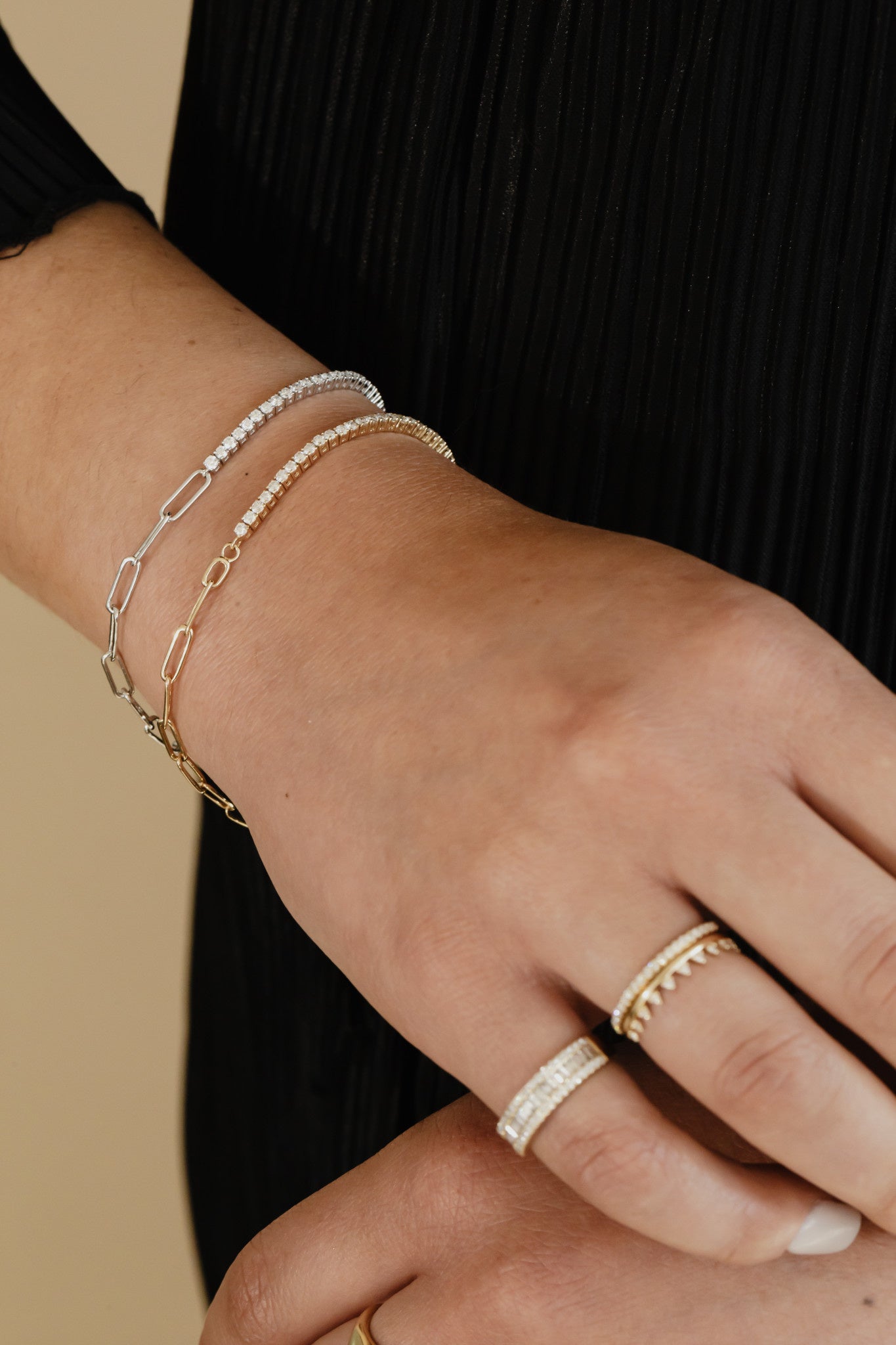 Paper Clip Chain & Diamond Bracelet