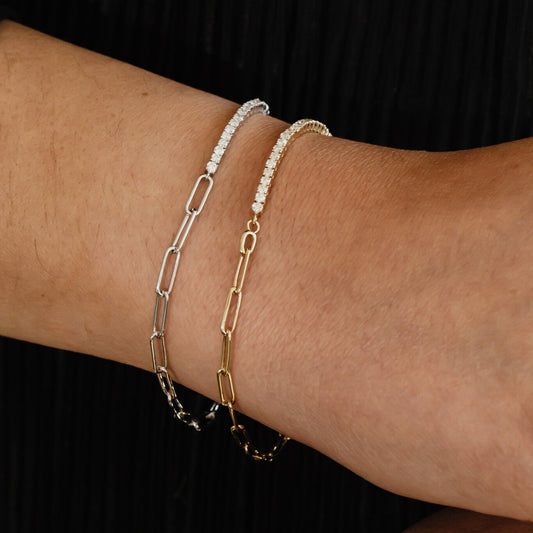 Paper Clip Chain & Diamond Bracelet