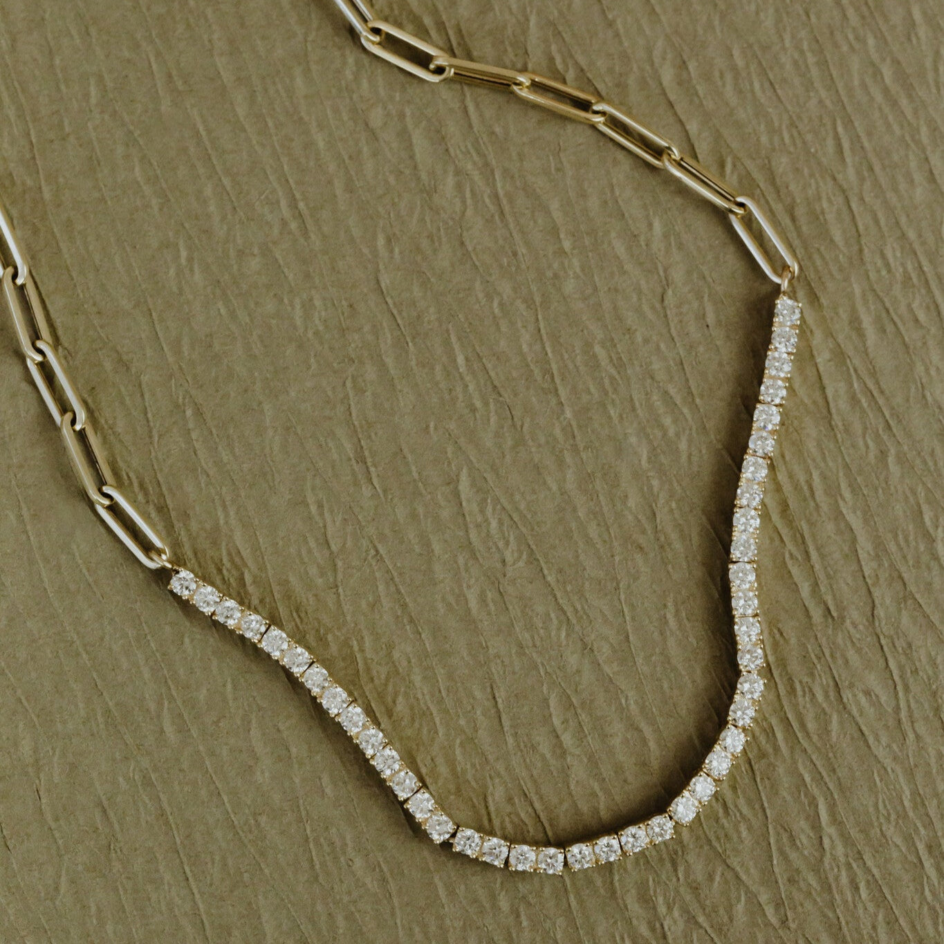 Paper Clip Chain & Diamond Necklace