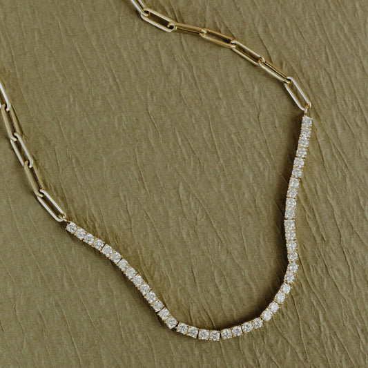 Paper Clip Chain & Diamond Necklace